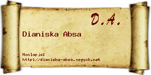 Dianiska Absa névjegykártya